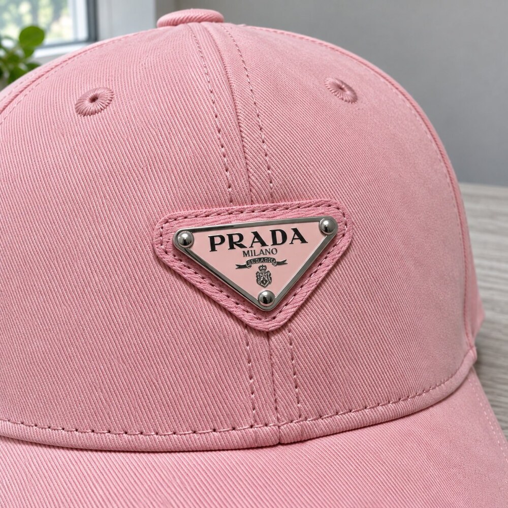 Prada Pink Cap with Embroidered Brim - Picture 5 of 6